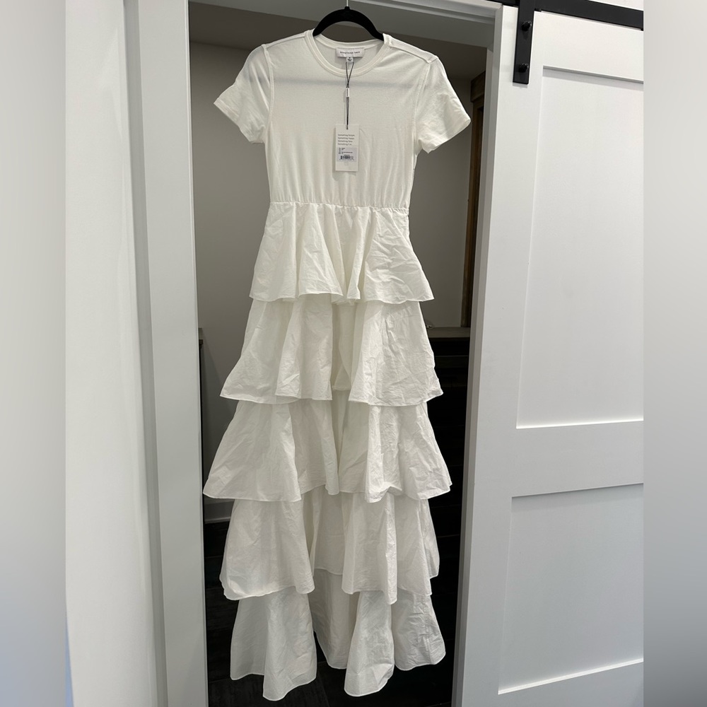 NWT White Something Navy Tiered Dress - S